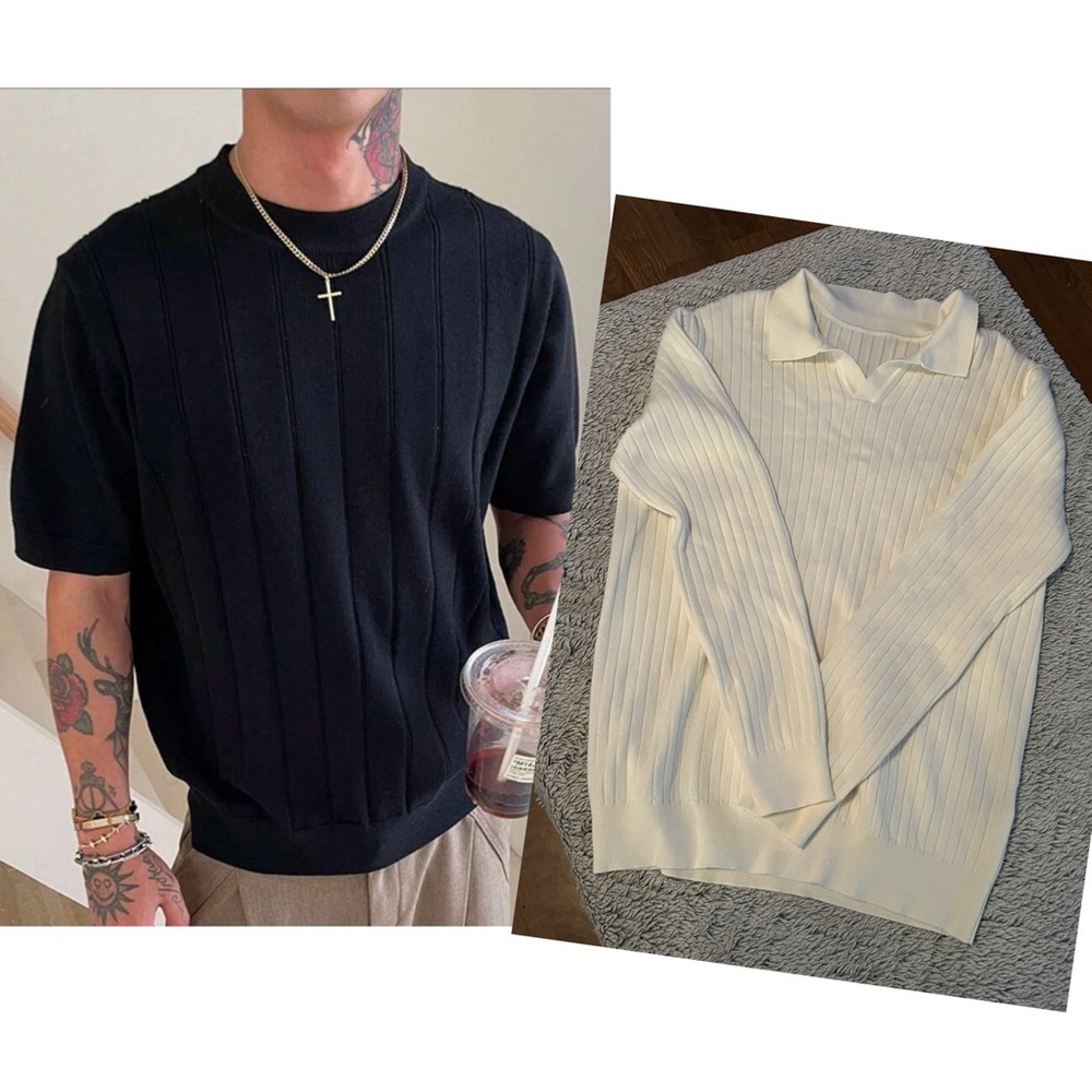 Men's Dazy knitted ribbed shirts bundle of 2 size small